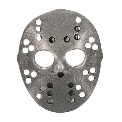 Front. Nerd Block - Friday the 13th Jason Voorhees Hockey Mask Pin - Silver.
