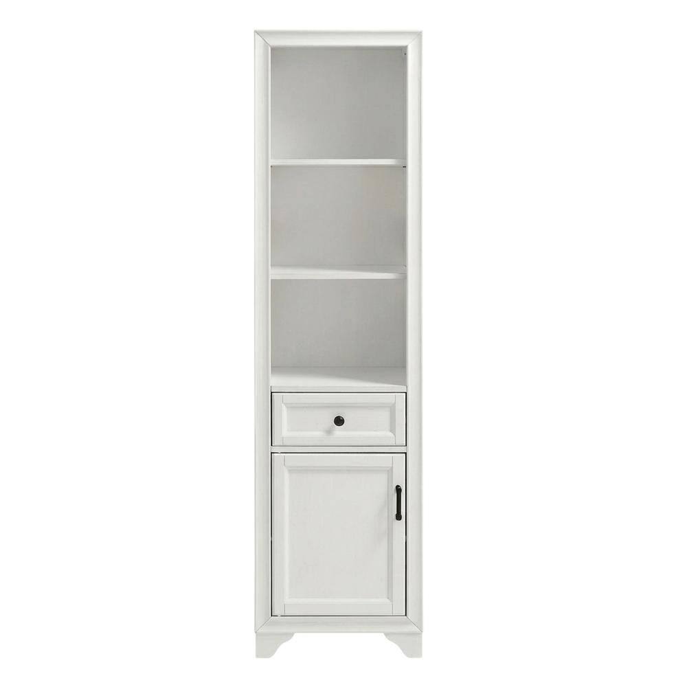 Back. FurniFact - White linen cabinet with anti-tip hardware and sturdy construction - White.