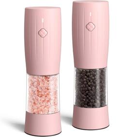 FINEAK - Rechargeable Electric Salt and Pepper Grinder Set with LED Light, 6 Adjustable Coarseness, Christmas Gift - Pink