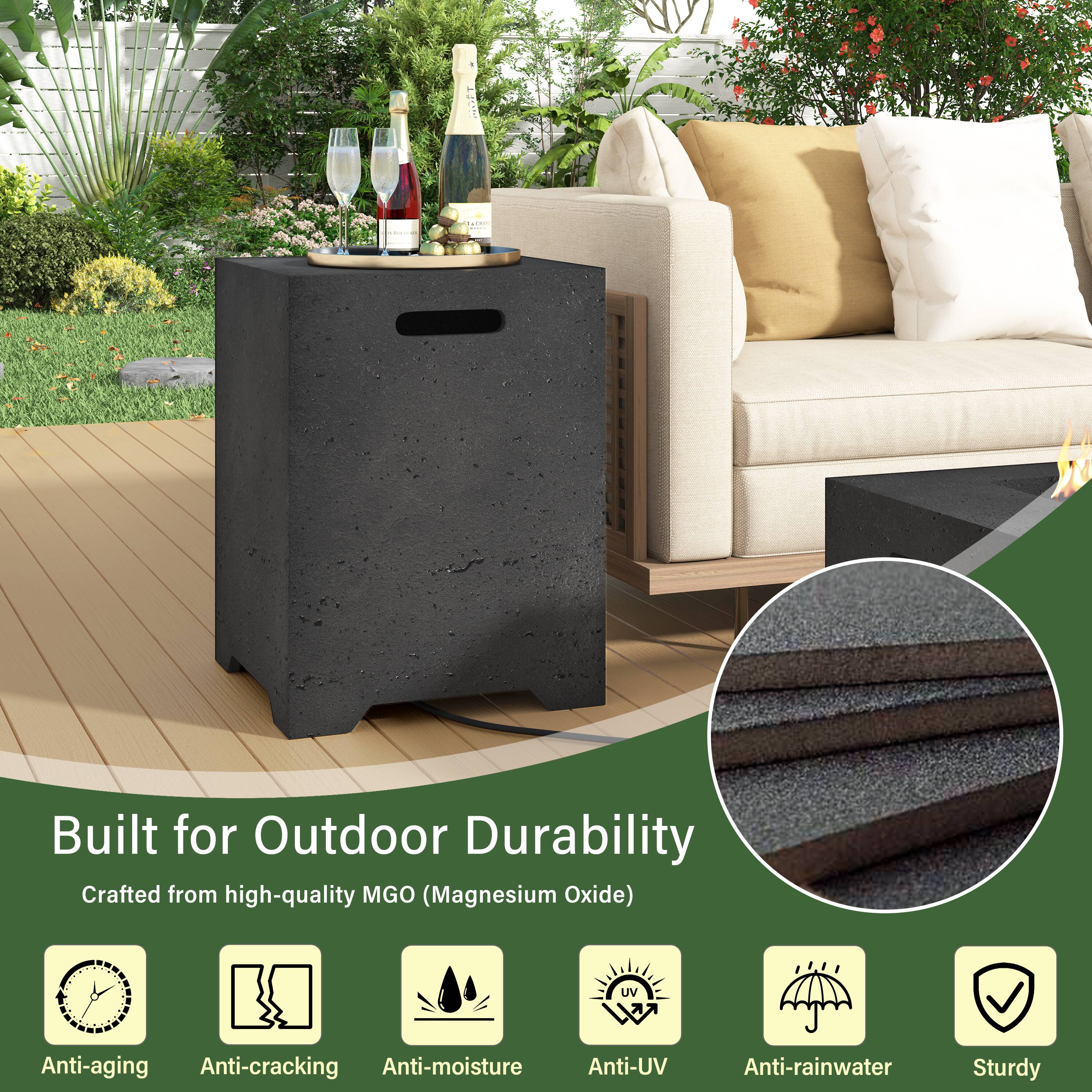 Built for Outdoor Durability  
Crafted from high-quality MGO (Magnesium Oxide)  
Anti-aging  
Anti-cracking  
Anti-moisture  
Anti-UV  
Anti-rainwater  
Sturdy