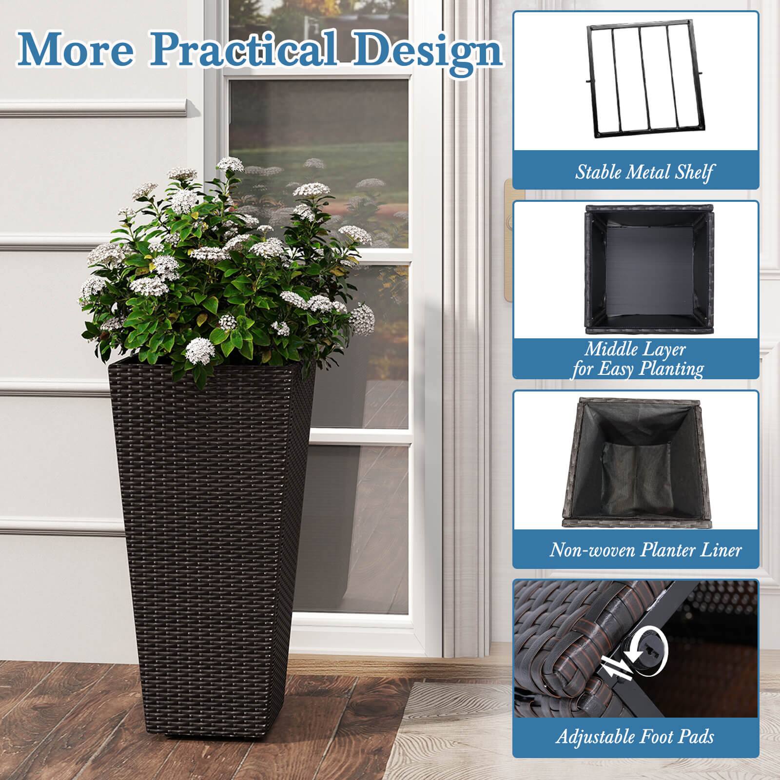 More Practical Design

- Stable Metal Shelf
- Middle Layer for Easy Planting
- Non-woven Planter Liner
- Adjustable Foot Pads