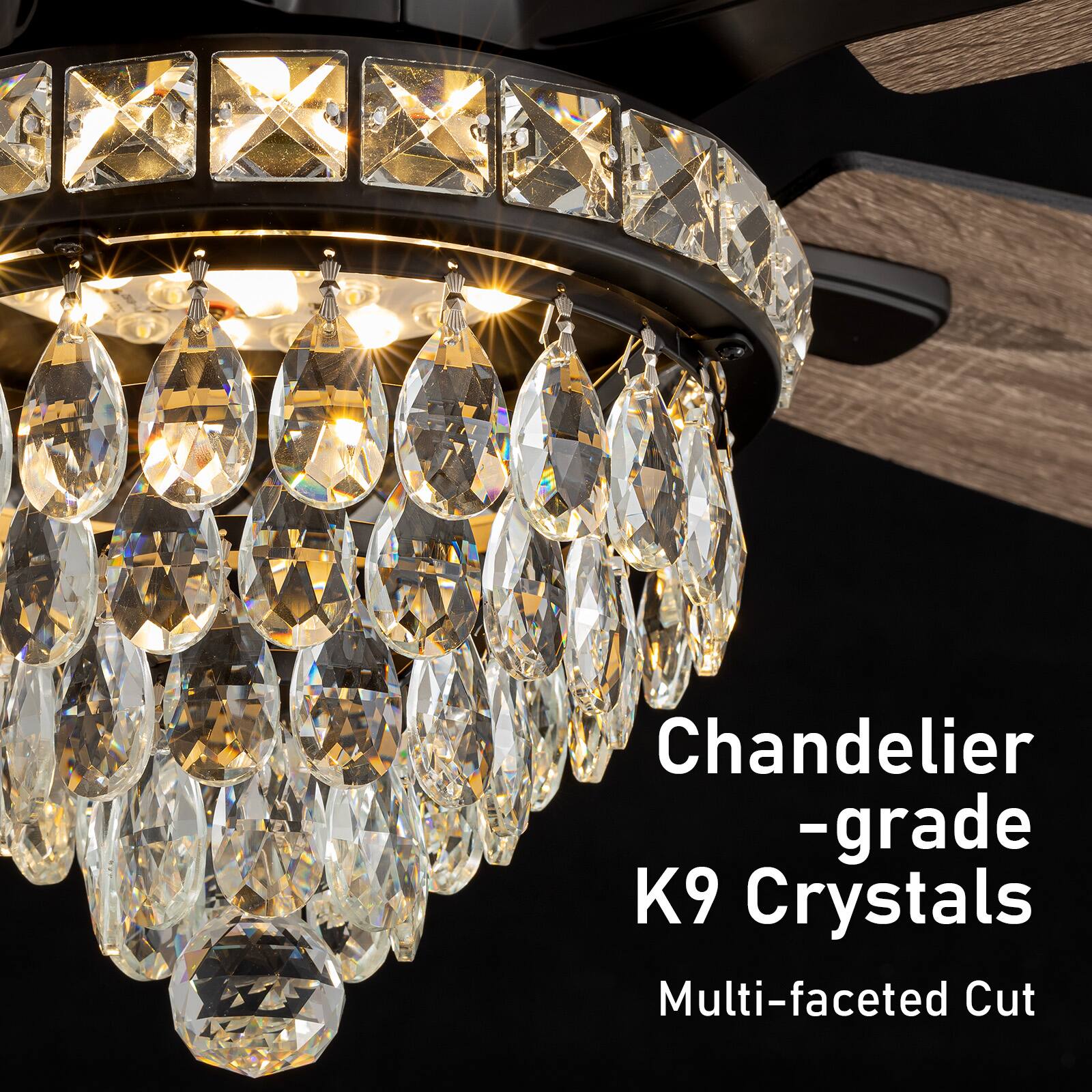 Chandelier - grade K9 Crystals  
Multi-faceted Cut