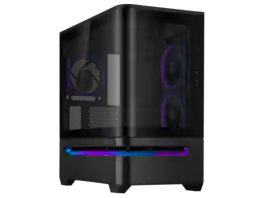 ASUS - Prime AP202 ARGB mATX Case - Curved Glass, 420mm GPU, 360mm Radiator, ARGB Fans - Black