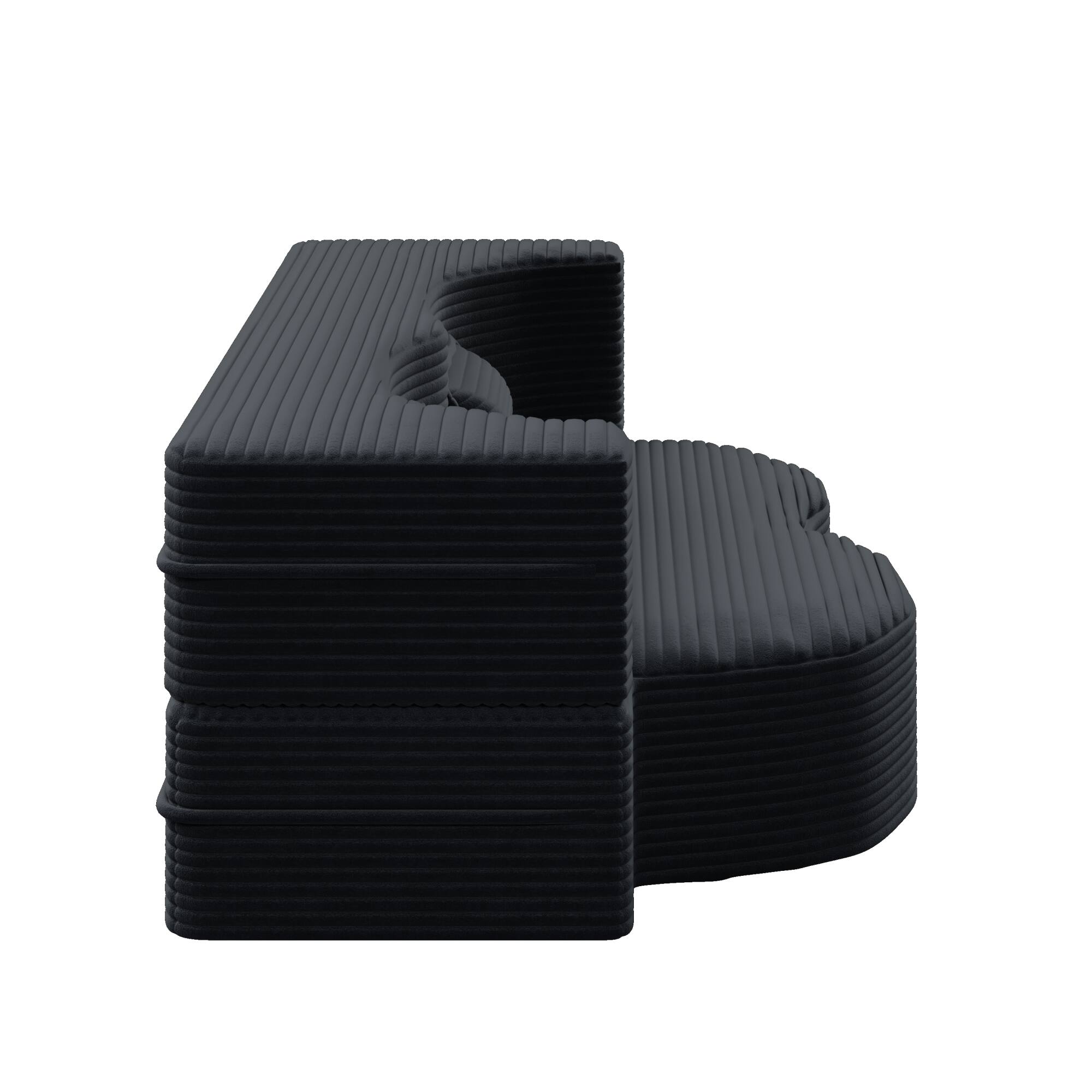 Alt View 7. GOODSILO - Convertible Plush Corduroy Floor Sleeper Sofa with Dual Pillows for Living Room and Guest Use - Dark Grey.