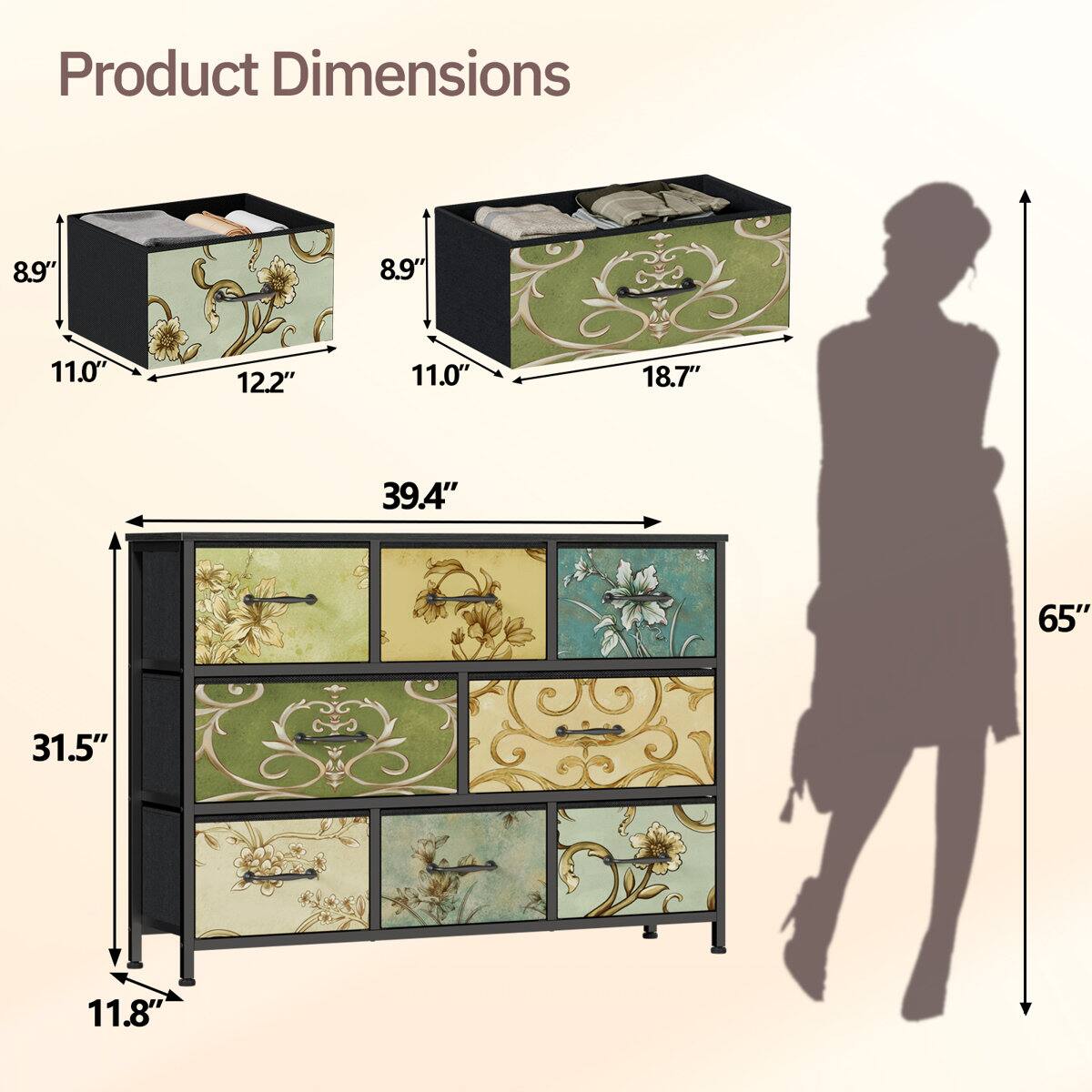 Product Dimensions: 8.9" x 8.9" x 11.0" x 12.2" x 11.0" x 18.7" x 39.4" x 65" x 31.5" x 11.8"