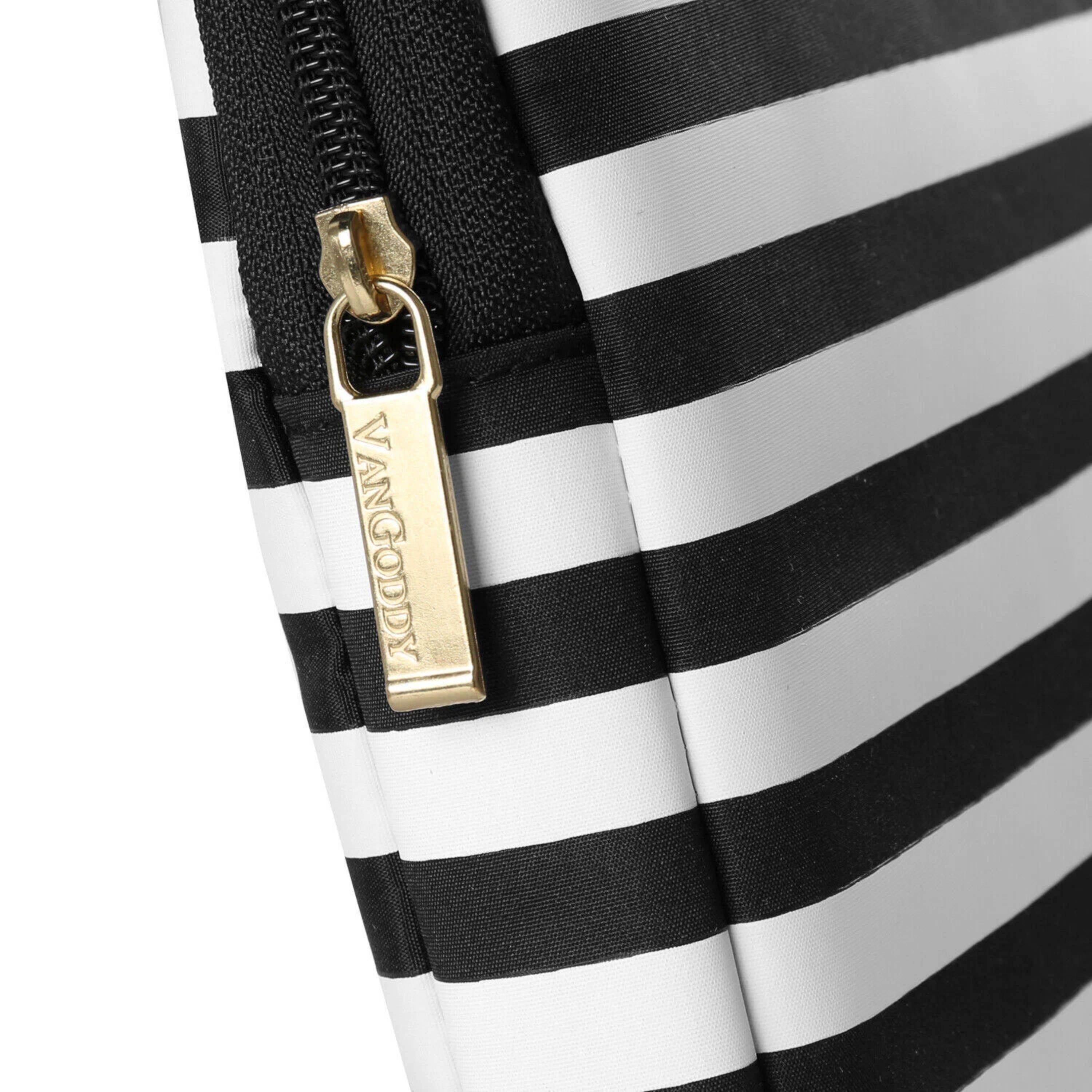 Left. Kitcheniva - Leather Laptop Sleeve Case Bag For 12" Laptop Black White Stripe/Red - Black White Stripe/Red.