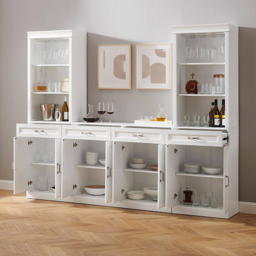Alt View 10. Crosley Furniture - Stanton 3-Piece Sideboard And Bar Cabinet Set - Sideboard & 2 Bar Cabinets - White.