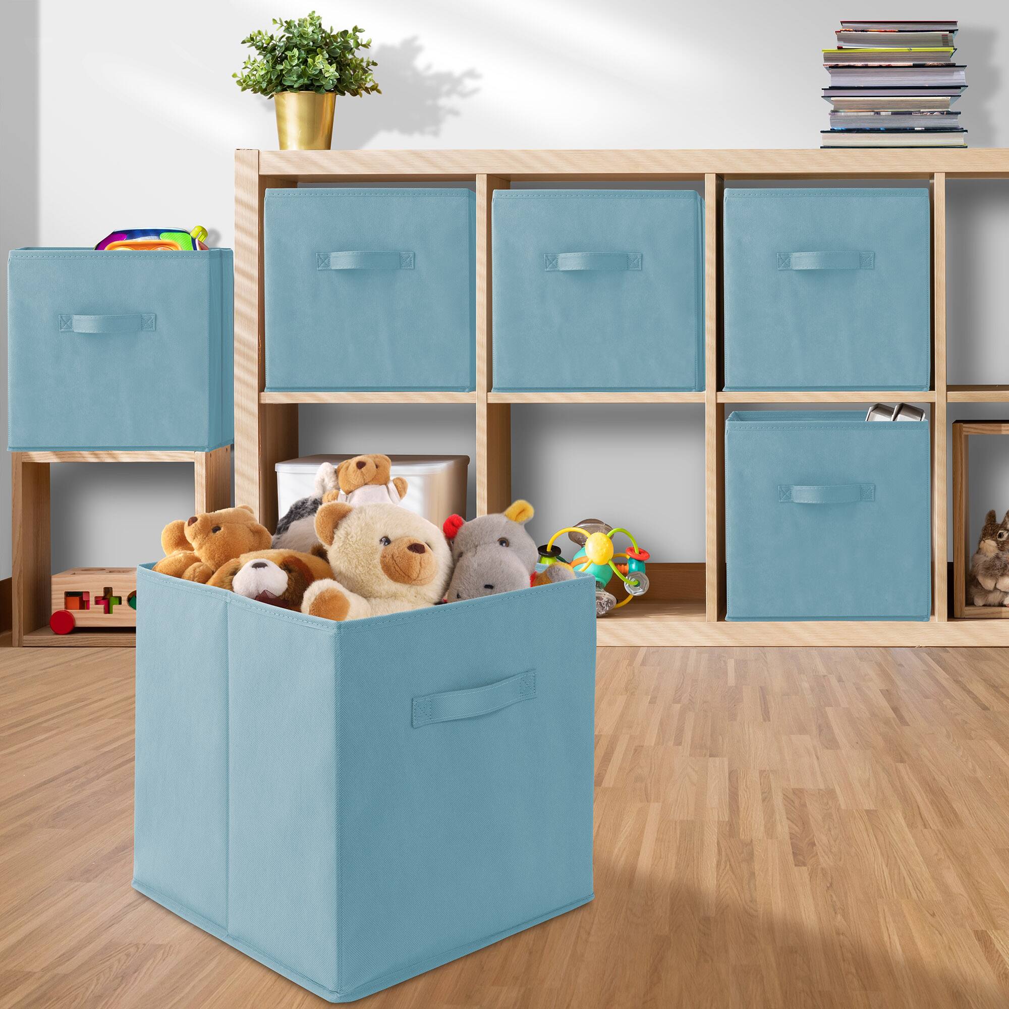 Alt View 4. Casafield - (Set of 12) Collapsible Fabric Cubes - Storage Bins - Baby Blue.