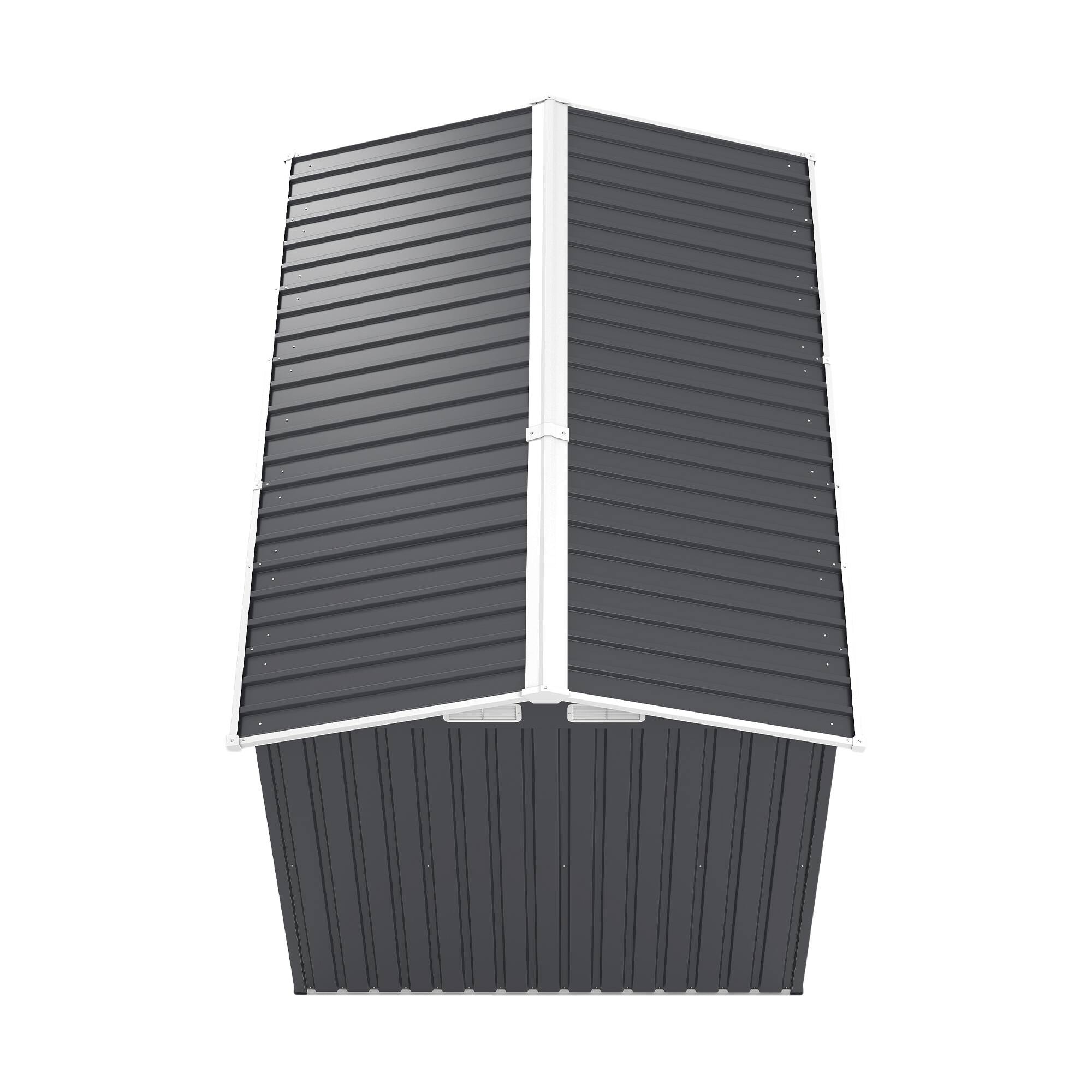 Alt View 8. Mondawe - 6x8FT Outdoor Steel Storage Shed with Clear Window and Lockable Doors - Dark Gray.