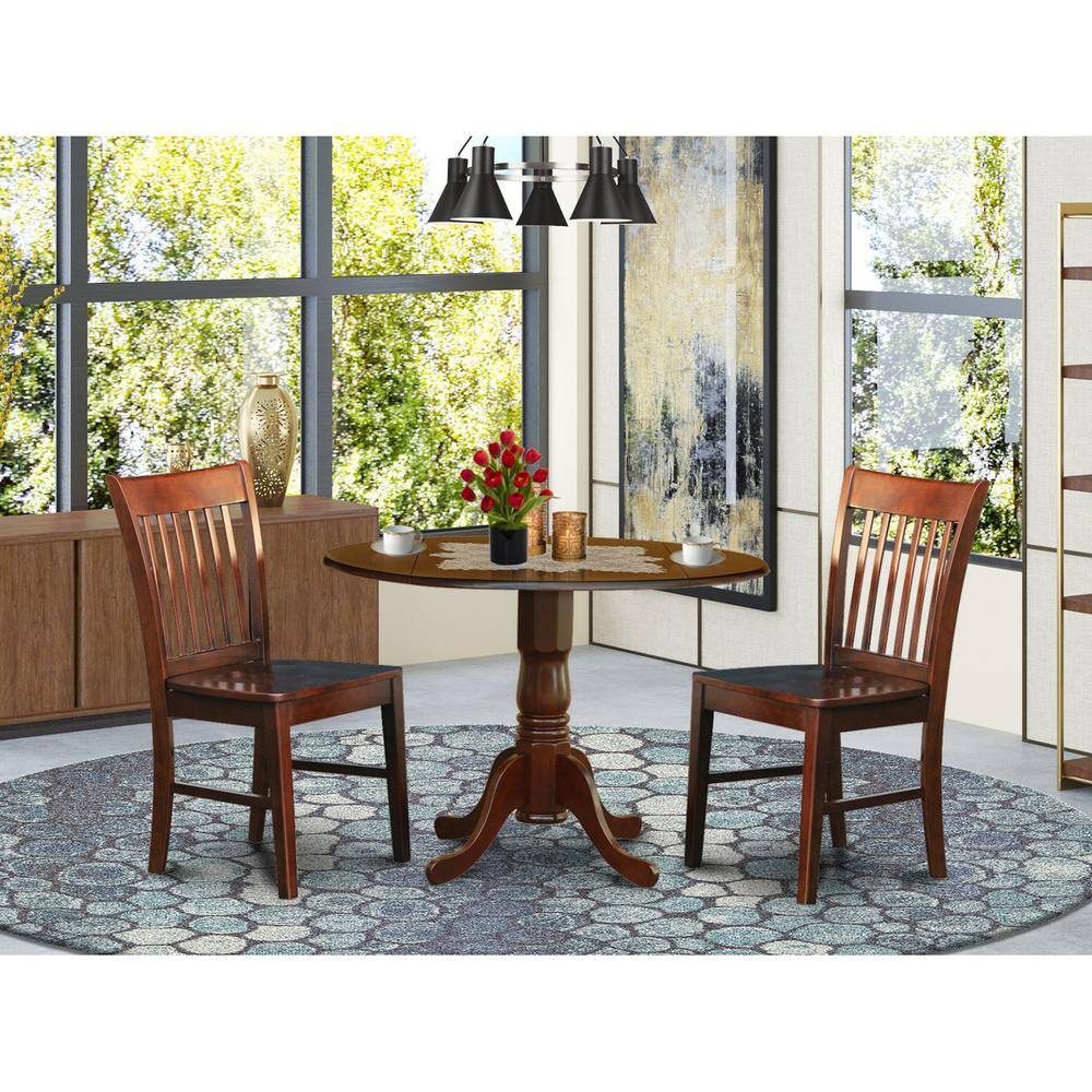 Back. East West Furniture - 3 PC Kitchen nook Dining set-Kitchen Dining nook and 2 Kitchen Chairs - Mahogany.