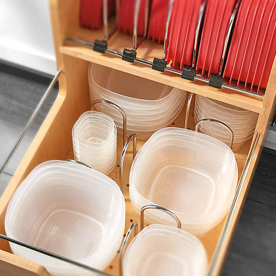Factory Storage Container Orgainiser Rev A Shelf Food Storage Container Organizer w/ Soft close, Natural ...