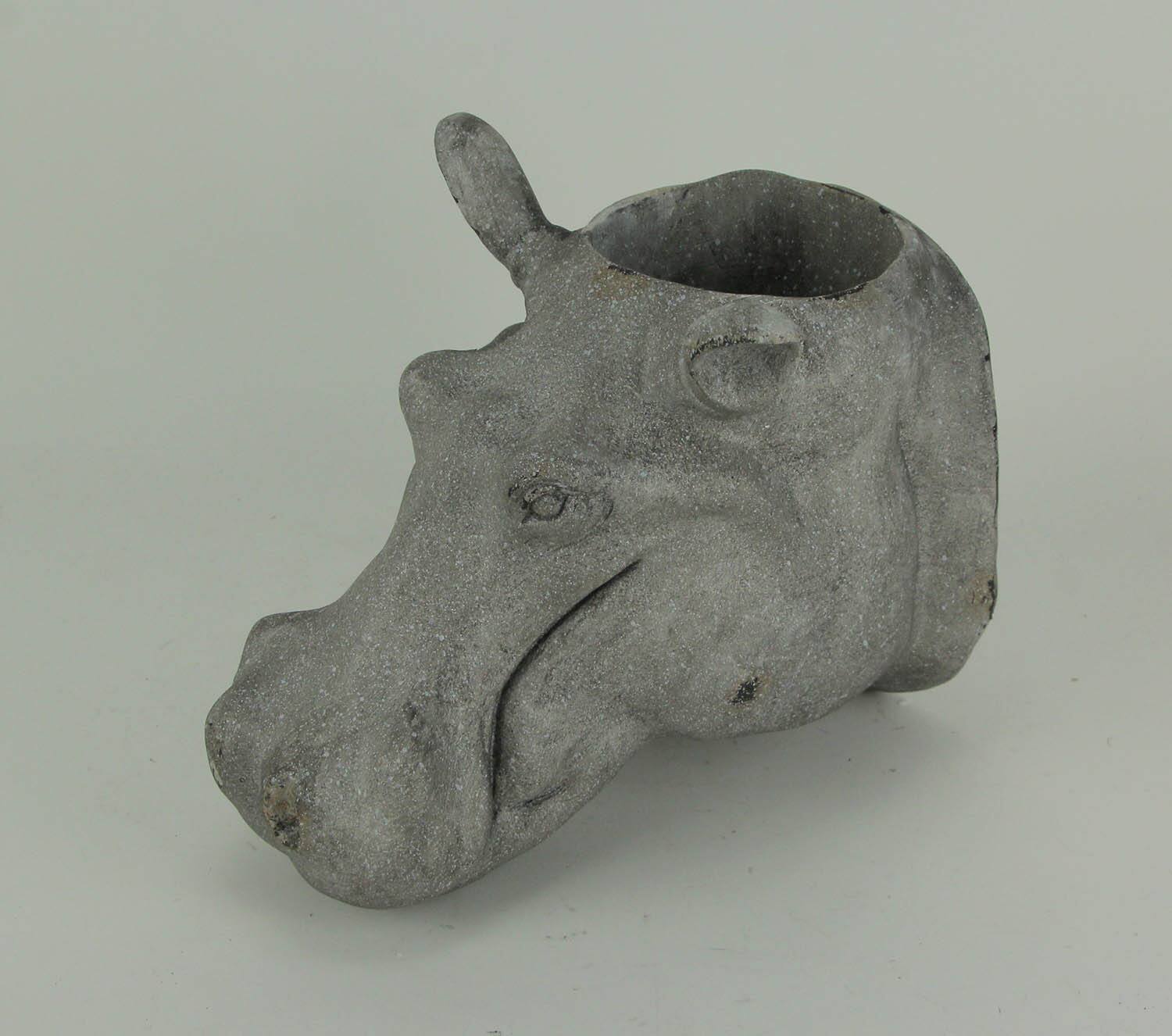 Alt View 1. Endeavor Home & Garden - Grey Stone Finish Hippo Head Hanging Planter Statue Outdoor Décor - Gray.