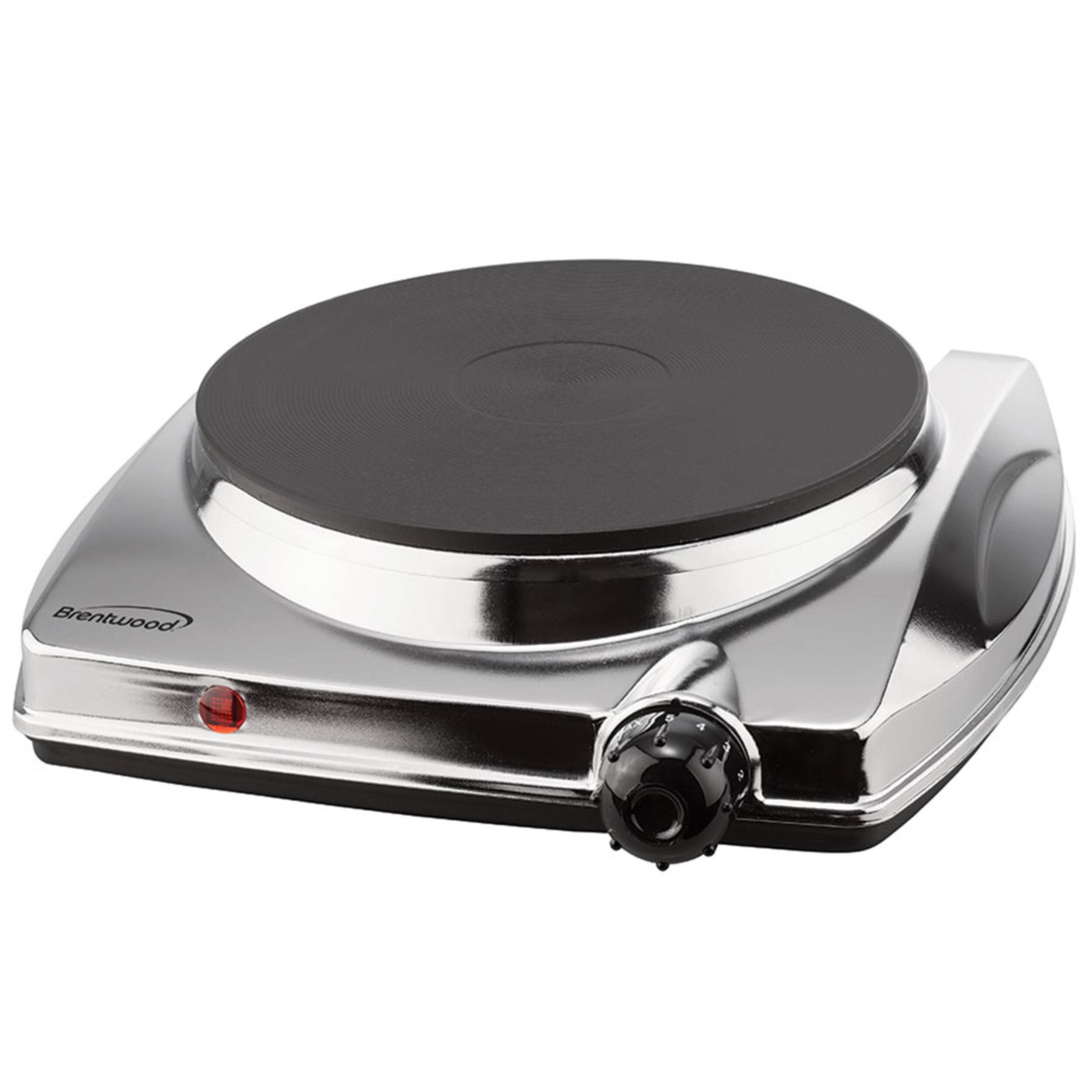 Angle. Brentwood - Brentwood Electric 1000W Single Hotplate in Chrome - Chrome.