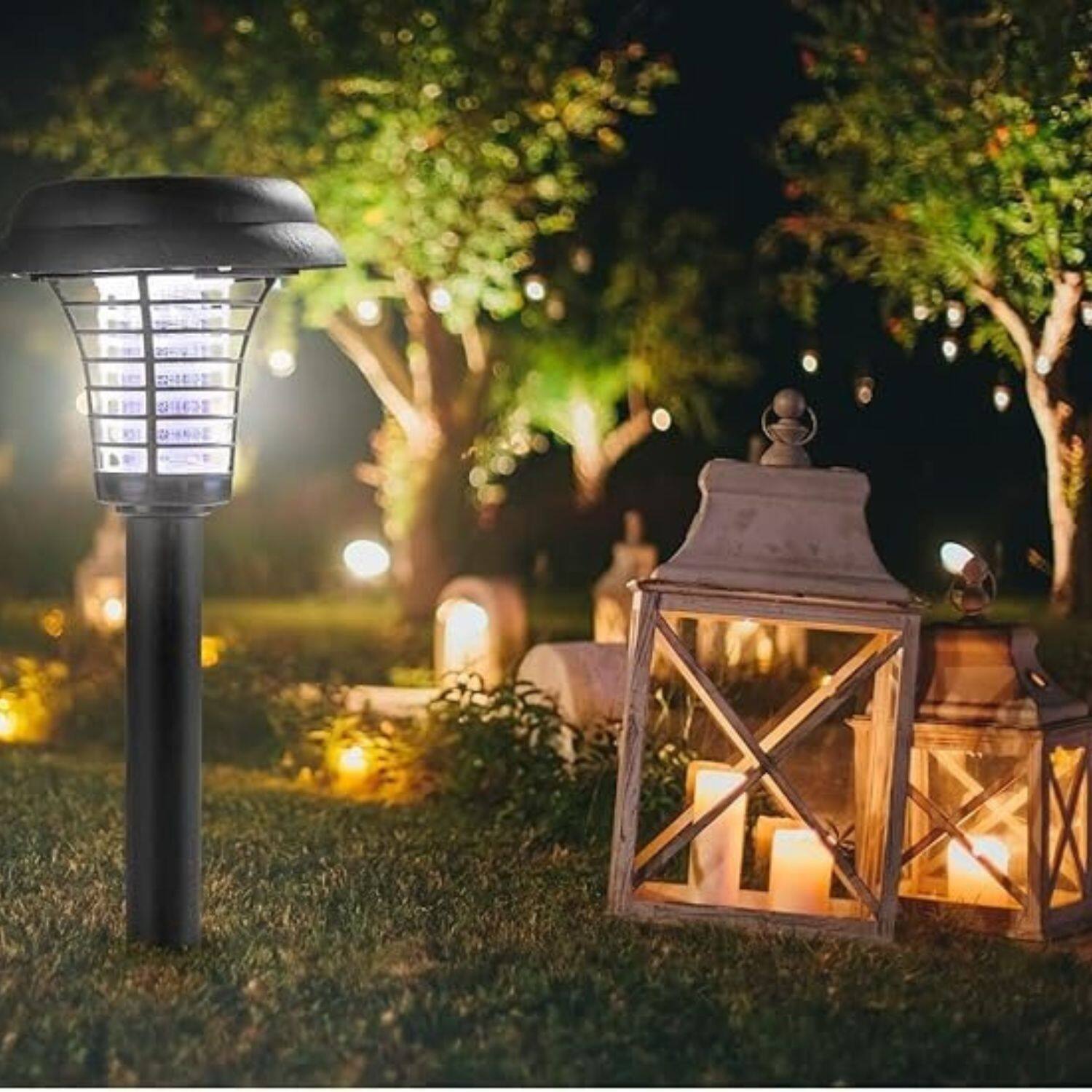 Left. Stock Preferred - Solar Powered Mosquito & Insect Bug Zapper - Black.