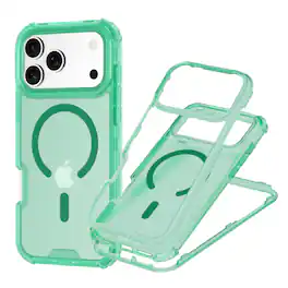 Dteck - For Apple iPhone 17 Pro Shockproof Ergonomic Rugged Triple-Layer Magnetic Mag Safe Case Front Frame Cover - Mint