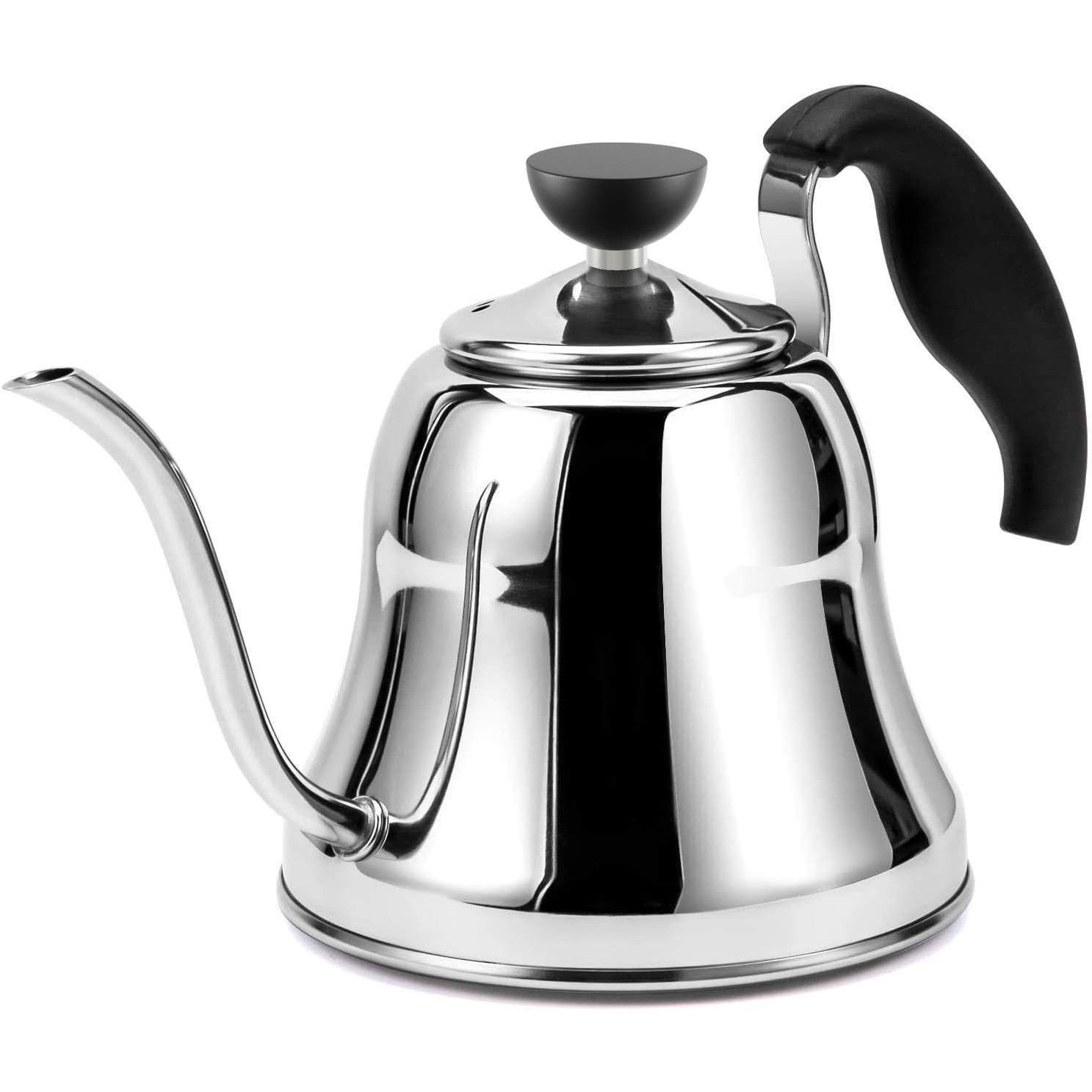 Alt View 1. Dapper Styles - Tea Kettle For Stovetop Barista' Choice Gooseneck Pour Over With Flow Control Food Grade Stainless Steel Wa... - Matte Black（with Thermometer）.