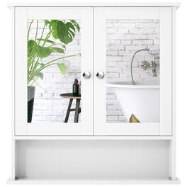 Costway - New Bathroom Wall Cabinet Double Mirror Door Cupboard Storage Medicine Cabinet Shelf - White