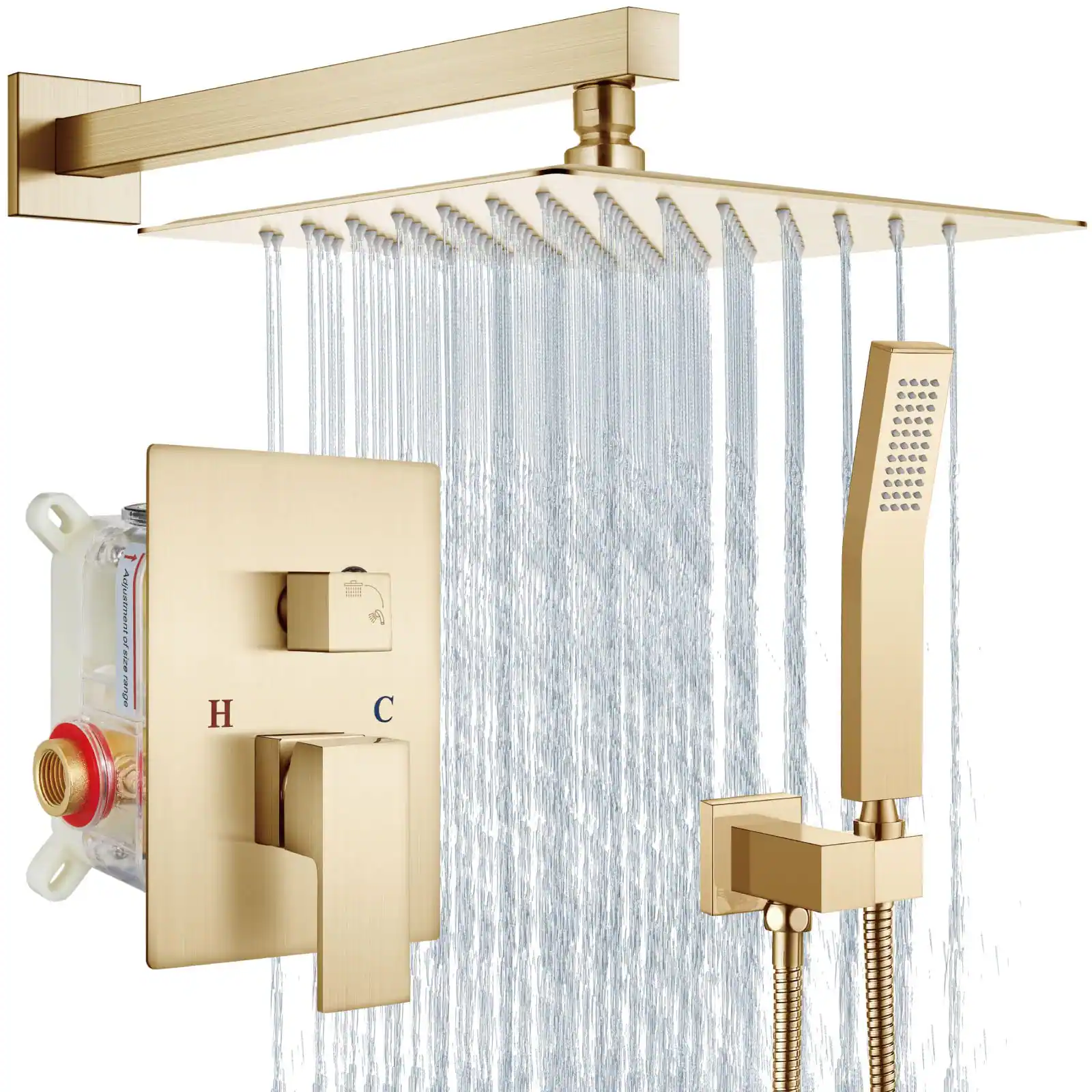 Brushed Gold-10 Inch Wall Mount Shower Head