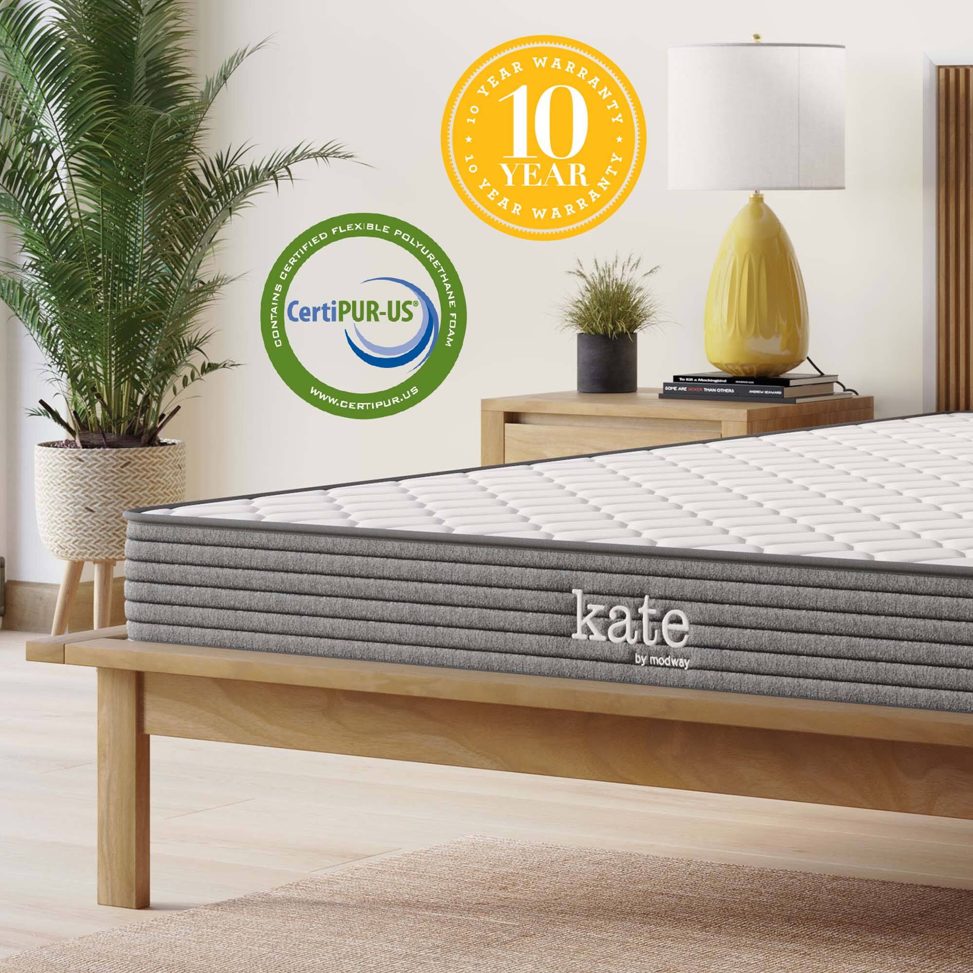 YEAR WARRANTY  
10 YEAR WARRANTY  
CERTIFIED FLEXIBLE POLYURETHANE FOAM  
CONTAINS CertiPUR-US®  
www.certiPUR-US.com  
kate by modway