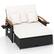 Front. Costway - Costway Patio Rattan Daybed Set with Cushioned Loveseat & Storage Ottoman for Porch - White + Black.
