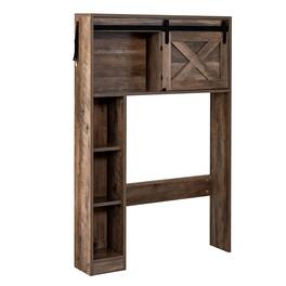 Costway - Over the Toilet Bathroom Storage Cabinet with Sliding Barn Door - Brown