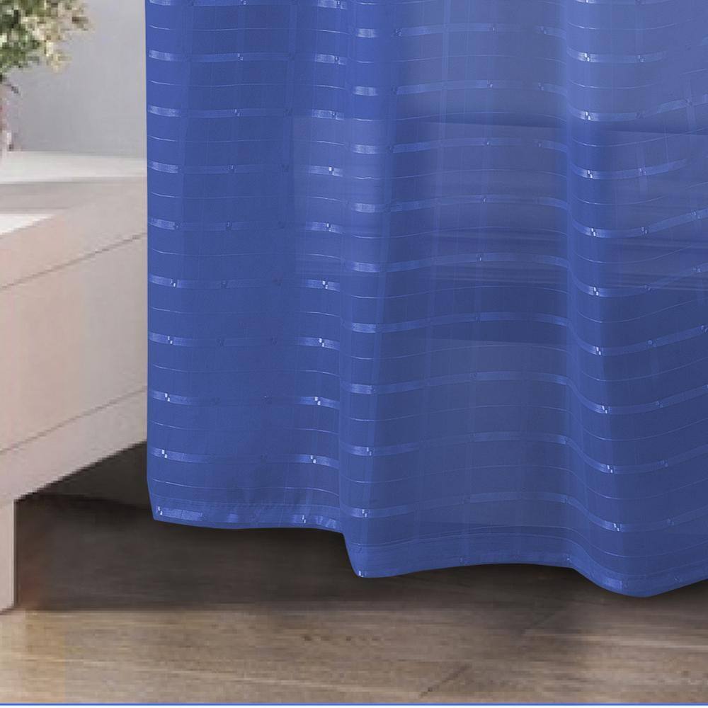 Front. RT Designers Collection - RT Designers Collection Wanda Box Voile Light Filtering Grommet Curtain Panel 54" x 90" Neon Blue - Neon blue.