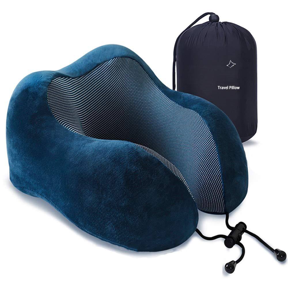 Pacoar Cade - Travel Pillow Memory Foam Neck Head Support Soft For Sleeping Rest Airplane Car & Home Use ✈【Soft Support - Dark Blue