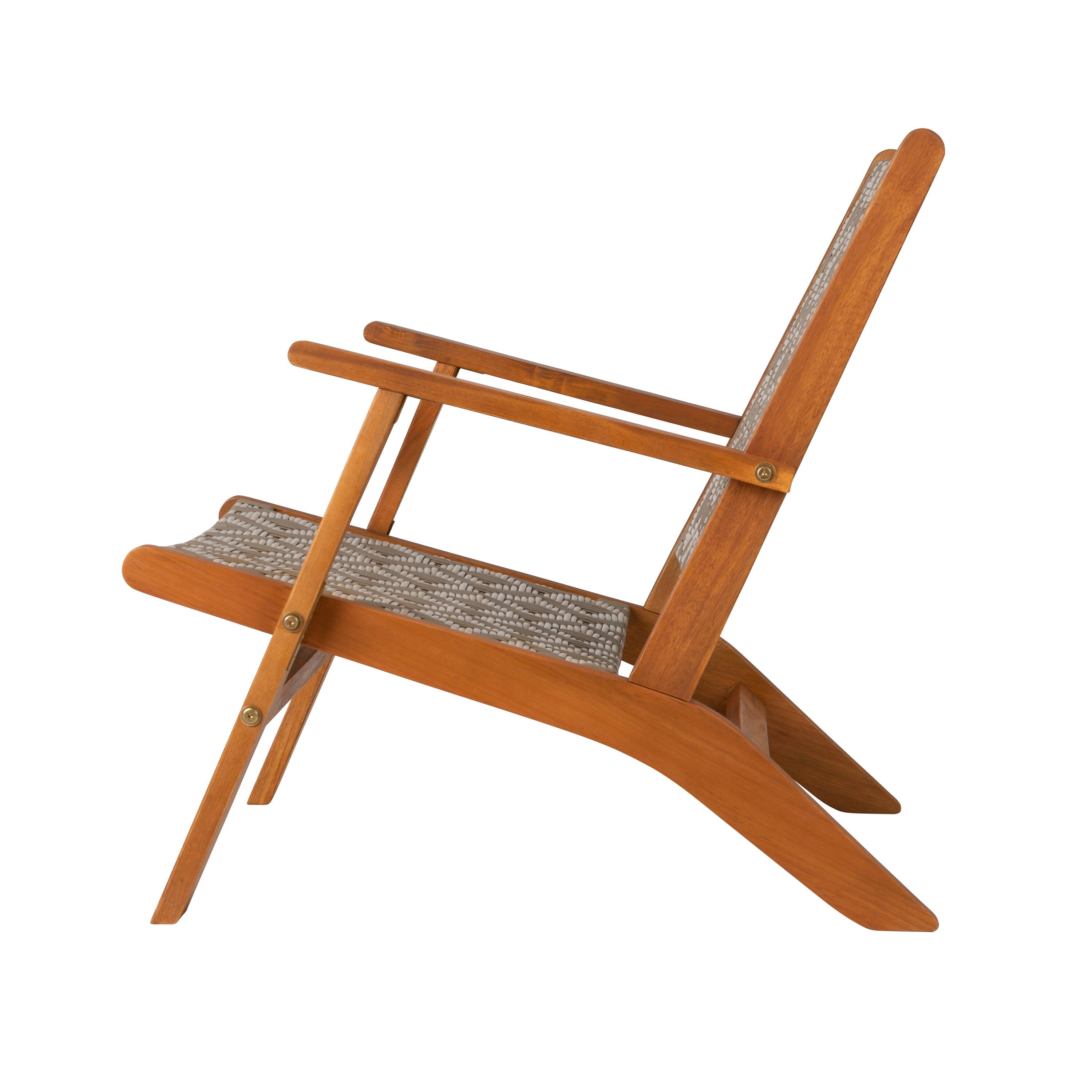 Alt View 2. Balkene Home - Vega Natural Stain Outdoor Chair All Weather Wicker Outdoor Chair Acacia Wood Construction Mid Century Design - Gray & white.