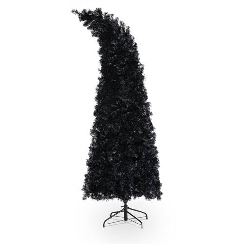 Alt View 1. Winado - 7FT Christmas Tree Bendable, Wizard Hat Shape Artificial with 400 LED Lights Bent for Indoor Party Holiday Decoration - Purple and Orange.