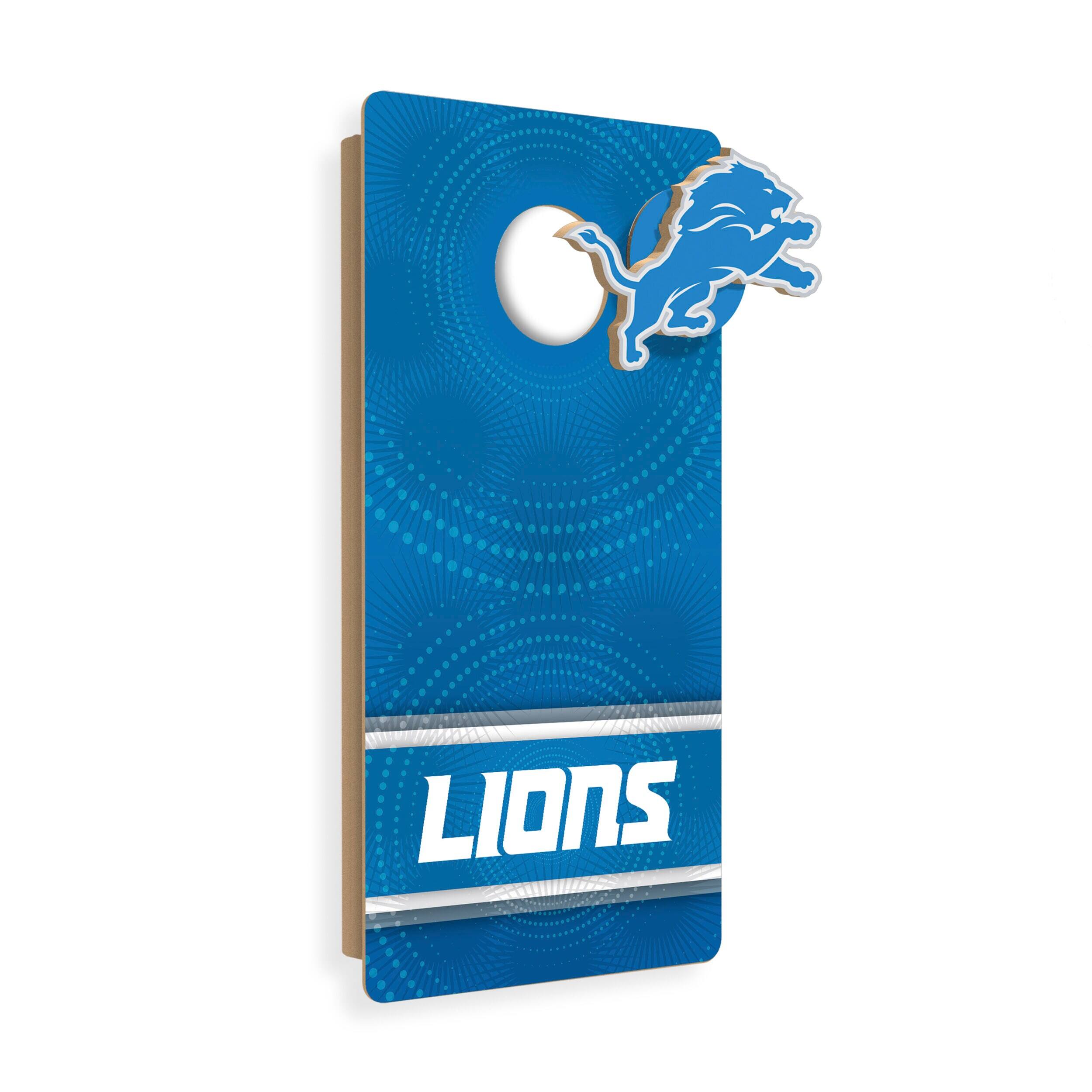 Front. Fan Creations - Detroit Lions Wall Hanging Cornhole Board - Multicolor.