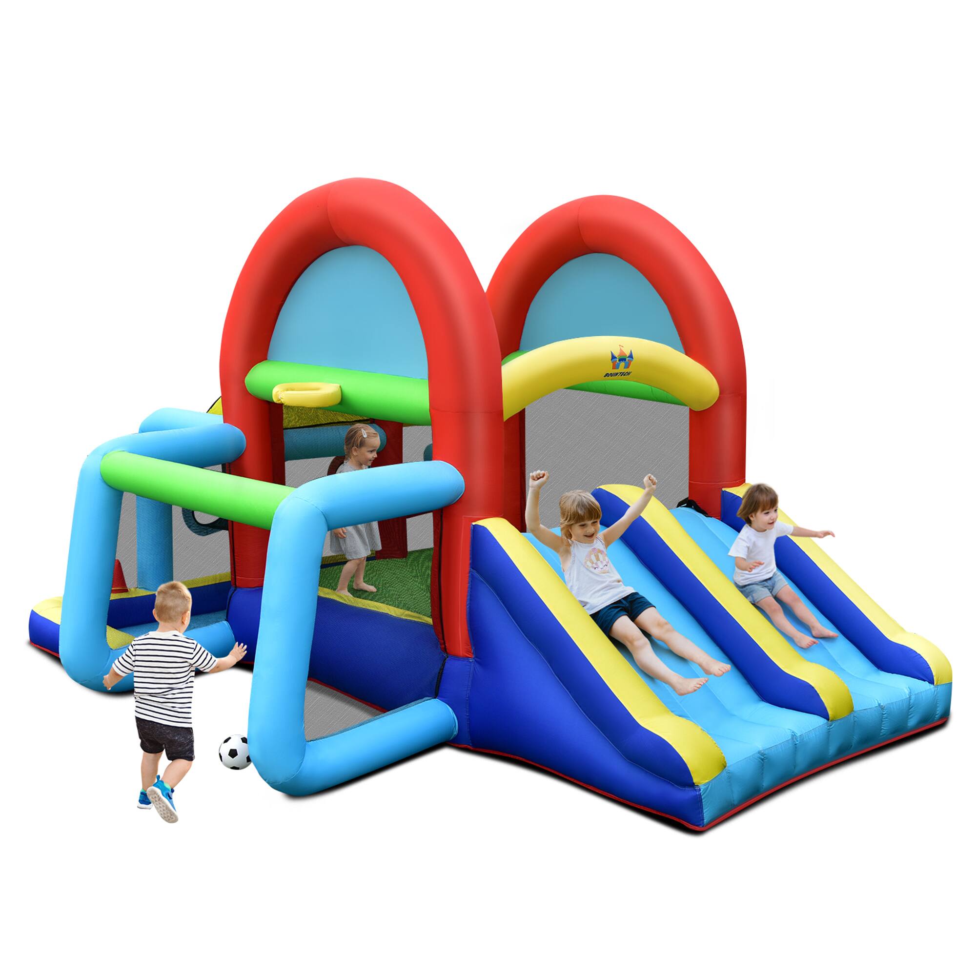 Gymax - Kids Inflatable Bounce House Bouncer Castle w/ Double Slides Without Blower