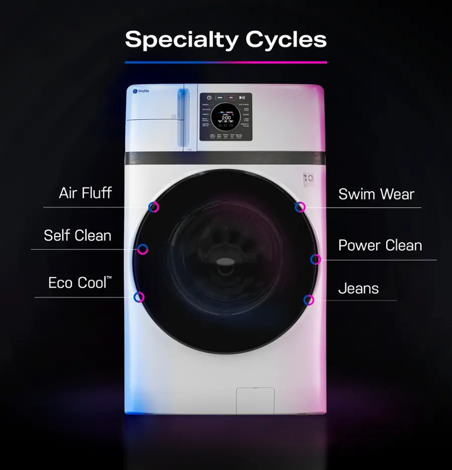 Specialty Cycles: Air Fluff, Swim Wear, Self Clean, Power Clean, Eco Cool, Jeans.