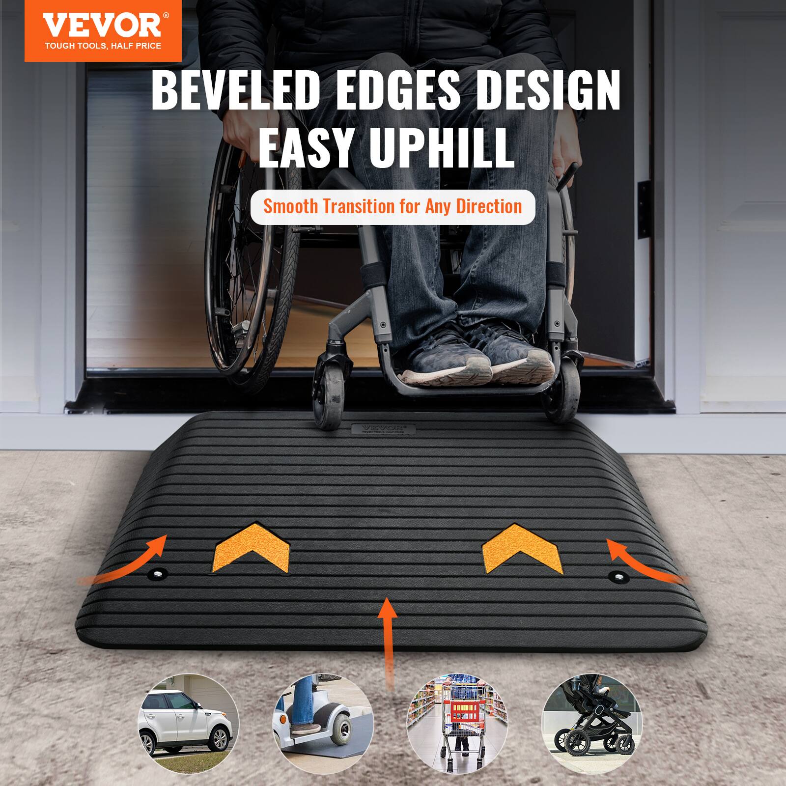 VEVOR TOUGH TOOLS, HALF PRICE BEVELED EDGES DESIGN EASY UPHILL Smooth Transition for Any Direction