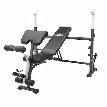Front. FLYBIRD - Olympic Adjustable Weight Bench, with Bench Press Rack, Leg Extension and Leg curl, for Home Gym Workout - BLACK.