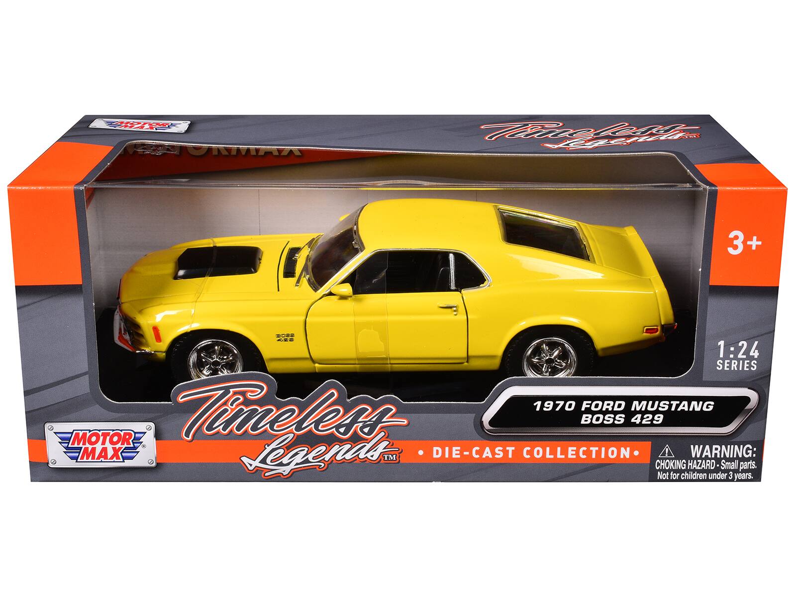 Timeless Legends™  
DIE-CAST COLLECTION  

1:24 SERIES  

1970 FORD MUSTANG BOSS 429  

MOTOR MAX  

WARNING: CHOKING HAZARD - Small parts. Not for children under 3 years.  

3+