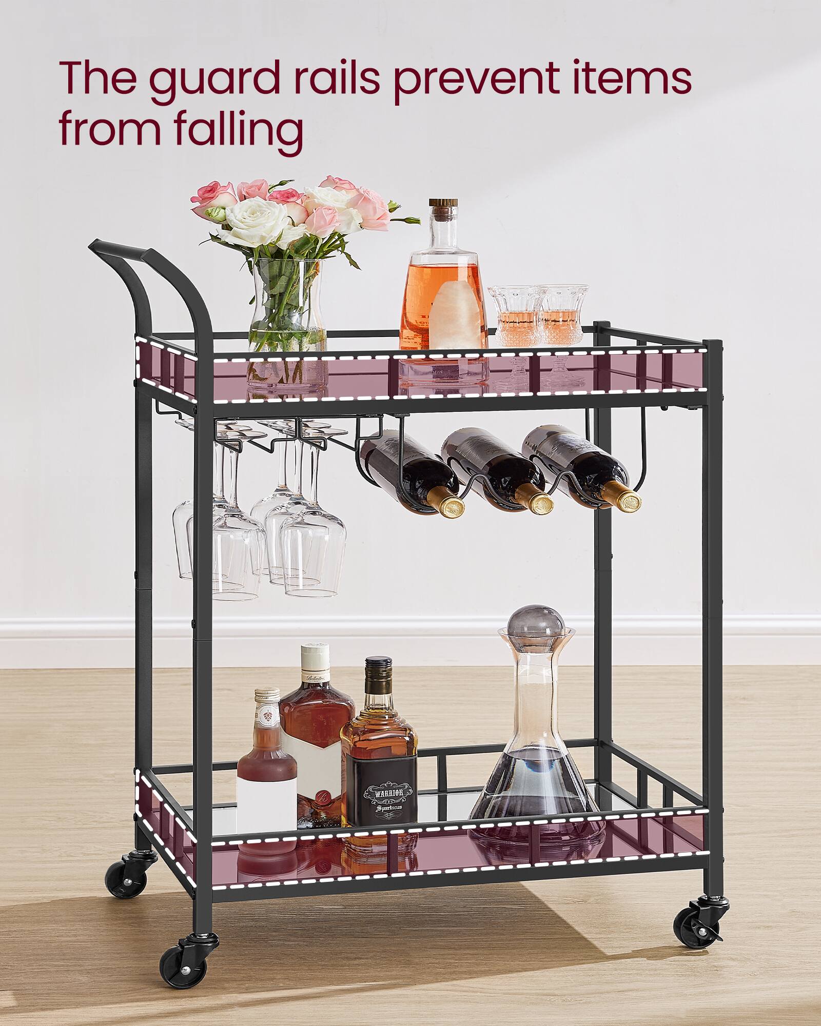 The guard rails prevent items from falling