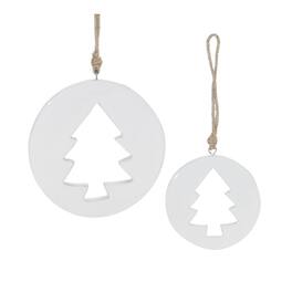 BreeBe - Wood Pine Tree Cut-Out Ornament (Set of 12) - White