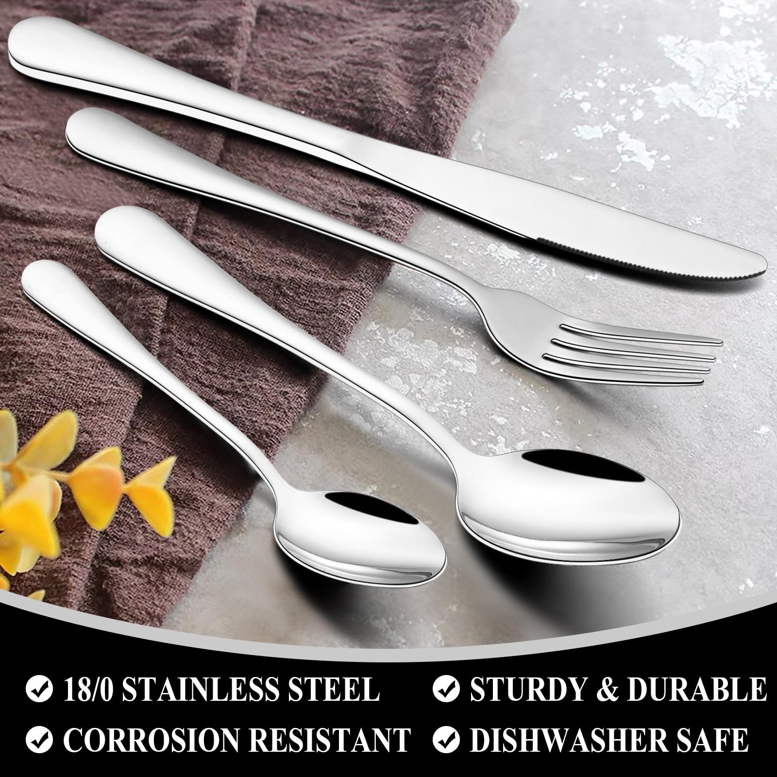 - 18/0 Stainless Steel
- Corrosion Resistant
- Sturdy & Durable
- Dishwasher Safe