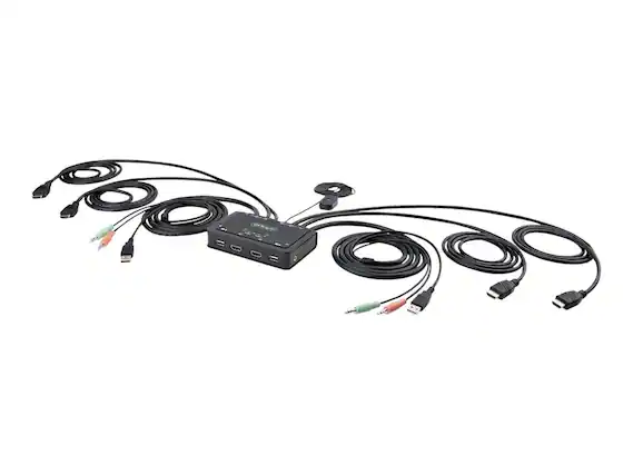 Front. Startech - 2-Port Dual-Monitor HDMI Cable KVM Switch - Black.