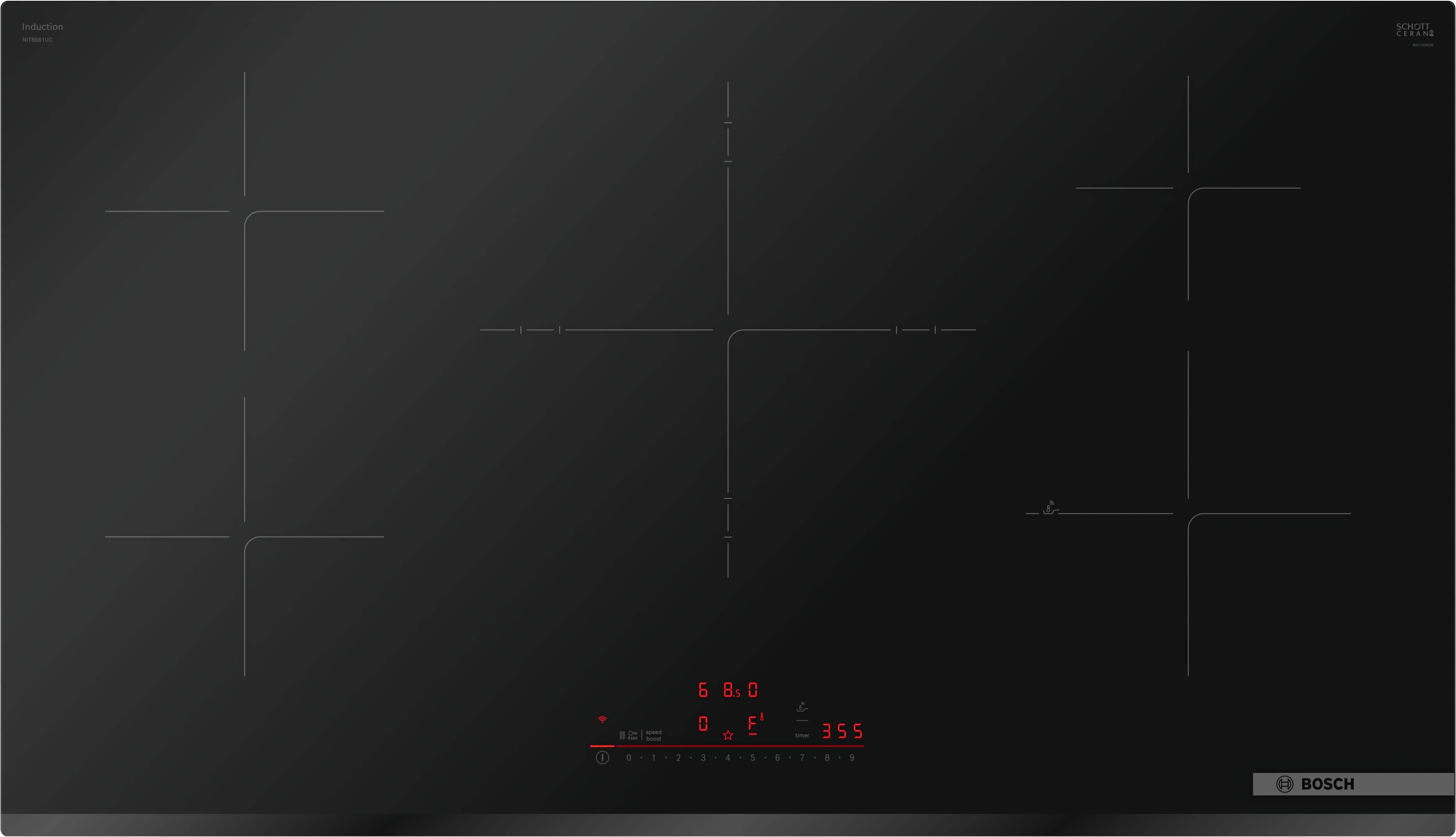 Induction
Inoxstic
SCHOTT CERAN
BOSCH
6 8:0
0 F'
355