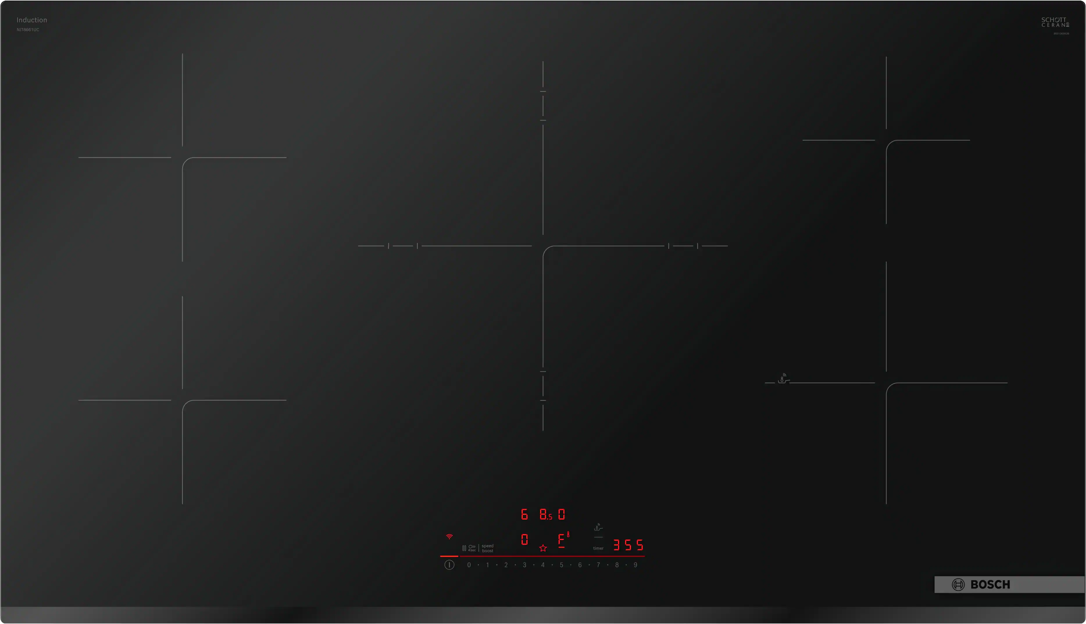 Bosch - 800 Series 36" Built-In Electric Induction Cooktop with 5 Elements, HomeConnect and Frameless Design - Black