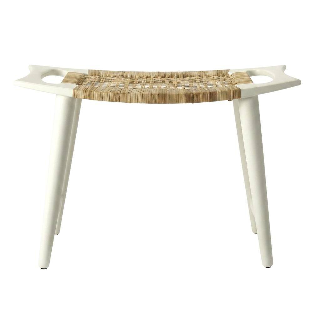 Back. Starlight Canyon Home - Distressed Wood Accent Stool, Coastal Style Accent Seating for Living Room - White.