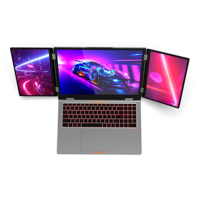 Alt View 2. Hotface - Hotface Triple-Screen,16" WUXGA+Dual 10.5" Displays,Intel i7-12700H,64GB RAM,2TB SSD,Win 11 Pro,Gray - Gray.