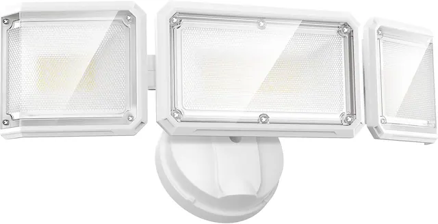 Front. Lepower - 42W 3 Heads Outdoor Bright LED Flood Lights Switch Controll 220° Angle IP65 Waterproof For Yard Porch - White.