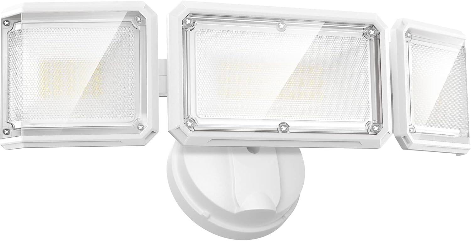 Front. Lepower - 42W 3 Heads Outdoor Bright LED Flood Lights Switch Controll 220° Angle IP65 Waterproof For Yard Porch - White.