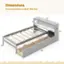 Dimensions: Recommended Mattress: Max 6" Thick Twin. 58" x 76" x 39" x 14.5" x 8.5" x 32" x 15.5" x 35.5" x 5" x 15" x 89".