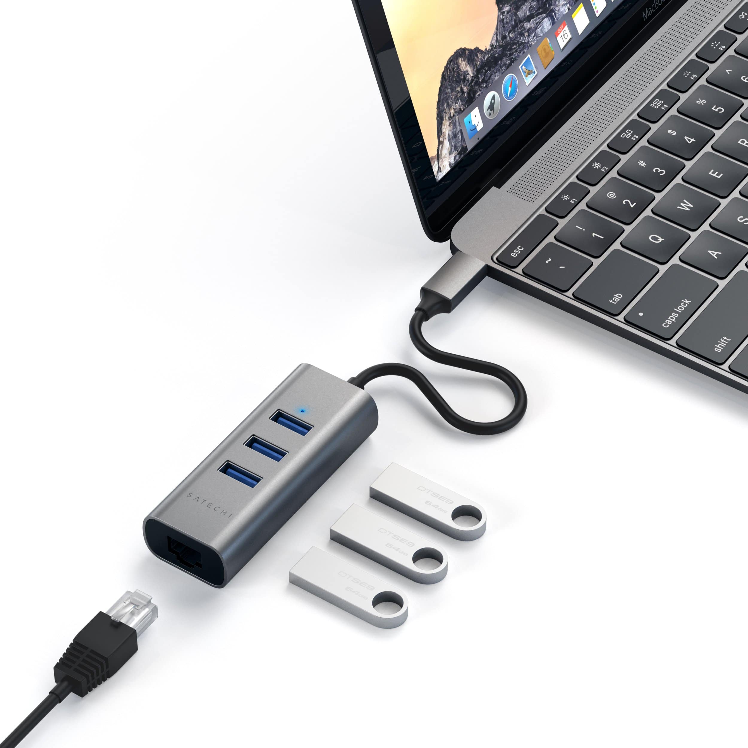 Satechi - Type-C 2-in-1 USB Hub with Ethernet - Space Gray