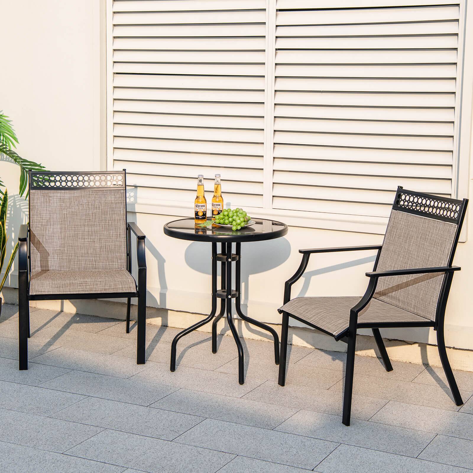 Alt View 1. Costway - Costway Patio Chairs Set of 2 with All Weather Breathable Fabric High Backrest Coffee - Coffee.