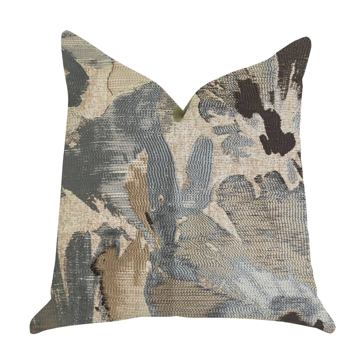 Front. Plutus Brands - Icy Wildflower Luxury Throw Pillow - Double sided 26" x 26" - Blue.