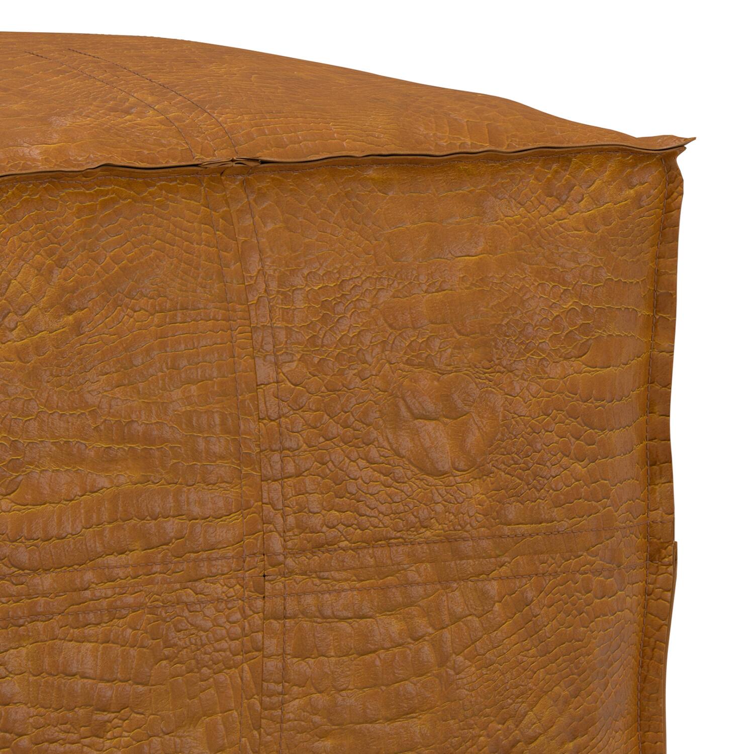 Alt View 2. Simpli Home - Brody 18 inch Wide Boho Square Pouf in Tan Genuine Leather - Tan.